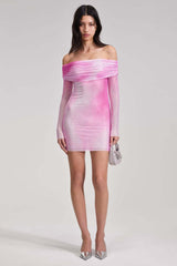 Crystal Gradient Off Shoulder Dress
