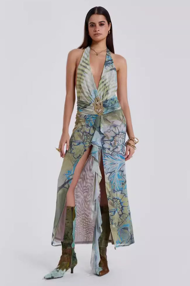 Cindy Plunge Maxi Dress