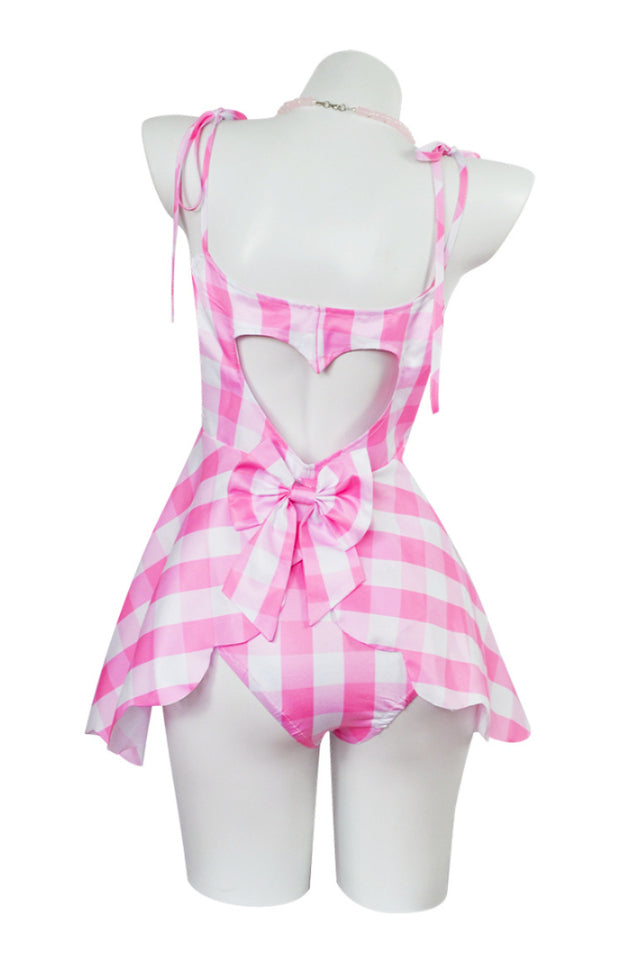 Barbie Movie Margot Pink Plaid Check Dress