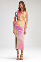 Rhinestone Embellished One Shoulder Dress