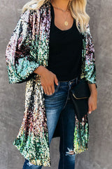 Colorful Mid-Length Sequin Cardigan