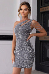 Chain Detail Sequined Tight Dress