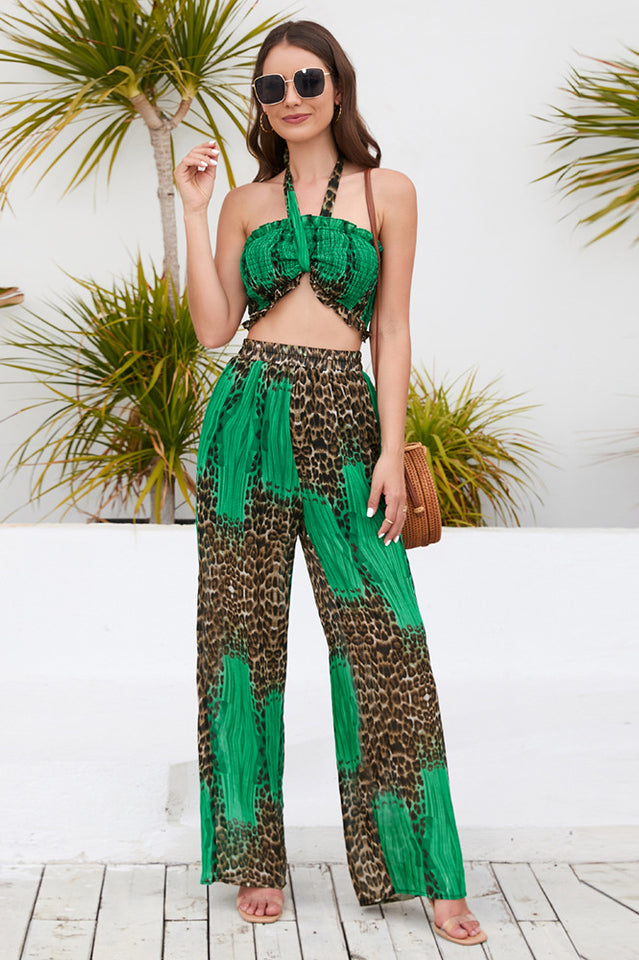 Crimped Top-Pant Printed 2pc Set