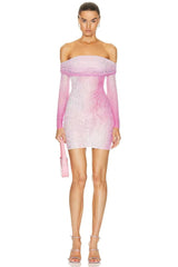 Crystal Gradient Off Shoulder Dress