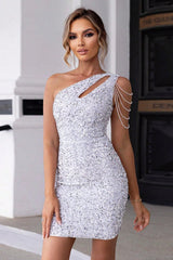 Chain Detail Sequined Tight Dress