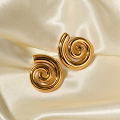 Spiral Gold Plated Stud Earrings