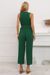 Calf Length Pleated Ruffled Jumpsuit