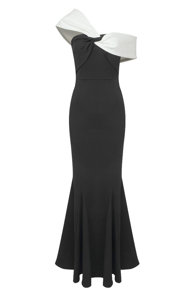 Asymmetric Off Shoulder Maxi Dress