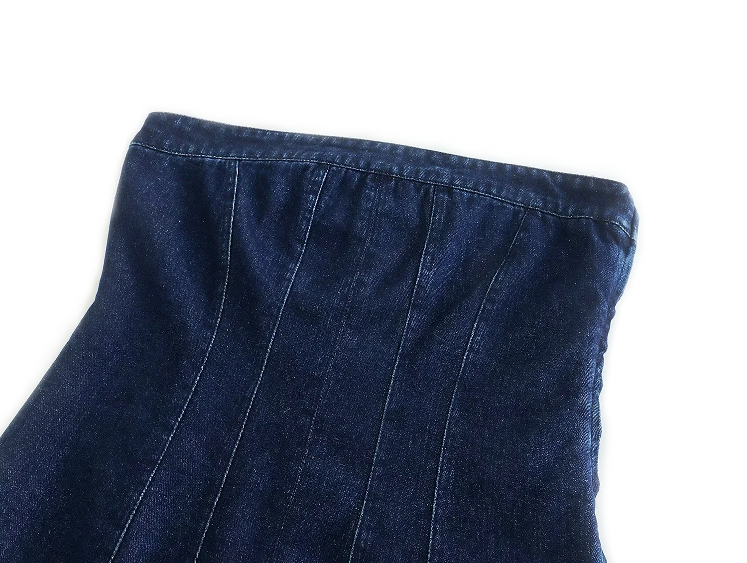 Blue Denim Strapless Tube Dress
