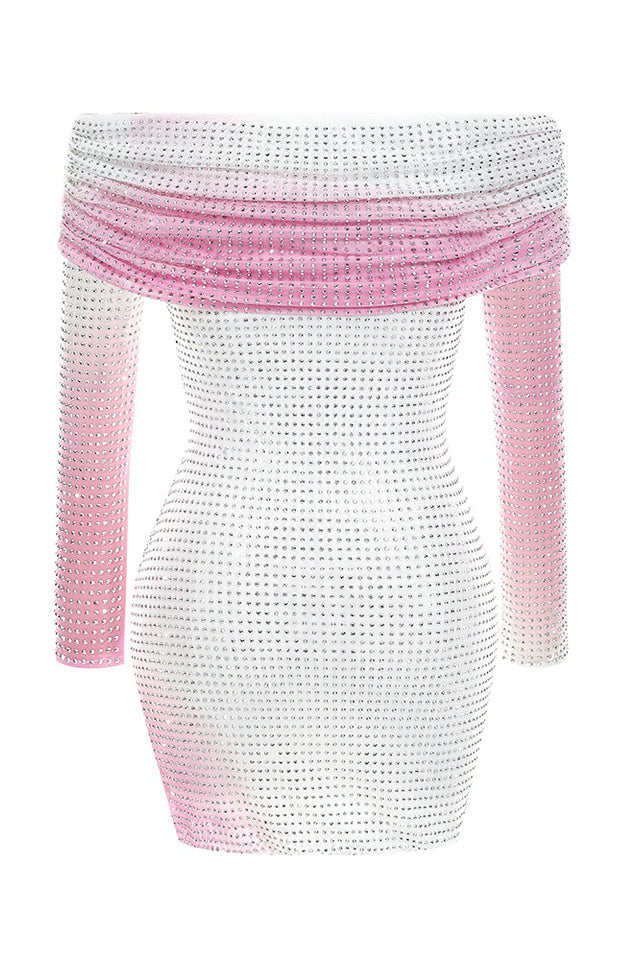 Crystal Gradient Off Shoulder Dress