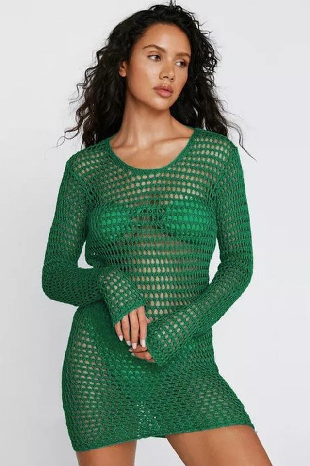 Crochet Low Back Beach Cover Up Dress
