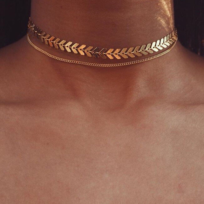 Double Layers Snake Arrow Choker Necklace