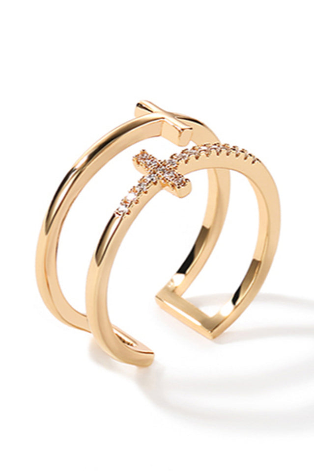 Cubic Zirconia Cross Ring