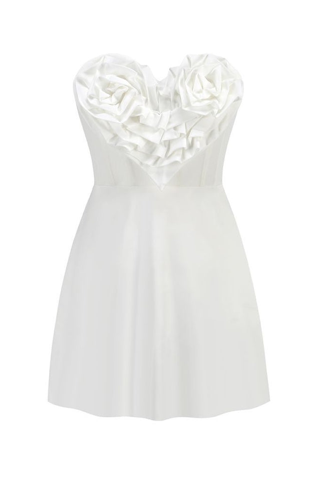 Ecru Sweetheart Neckline Detailed Mini Dress