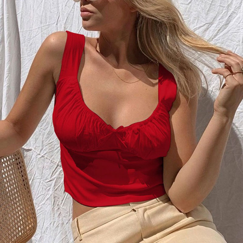 Anti-slip U Boat Neck Bow Knot Bust Shaping Bustier Tank Top Crop Top