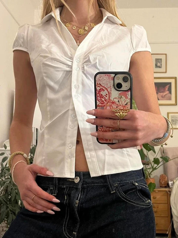 Sonia Ruched Cap Sleeve Blouse