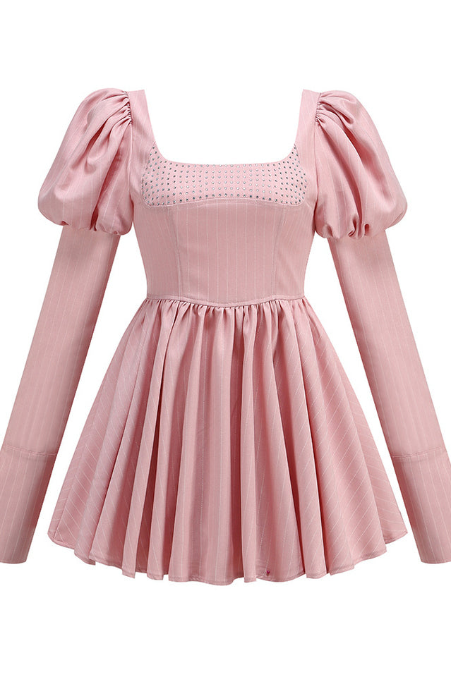 Puff Sleeve Crystal Corset Mini Dress