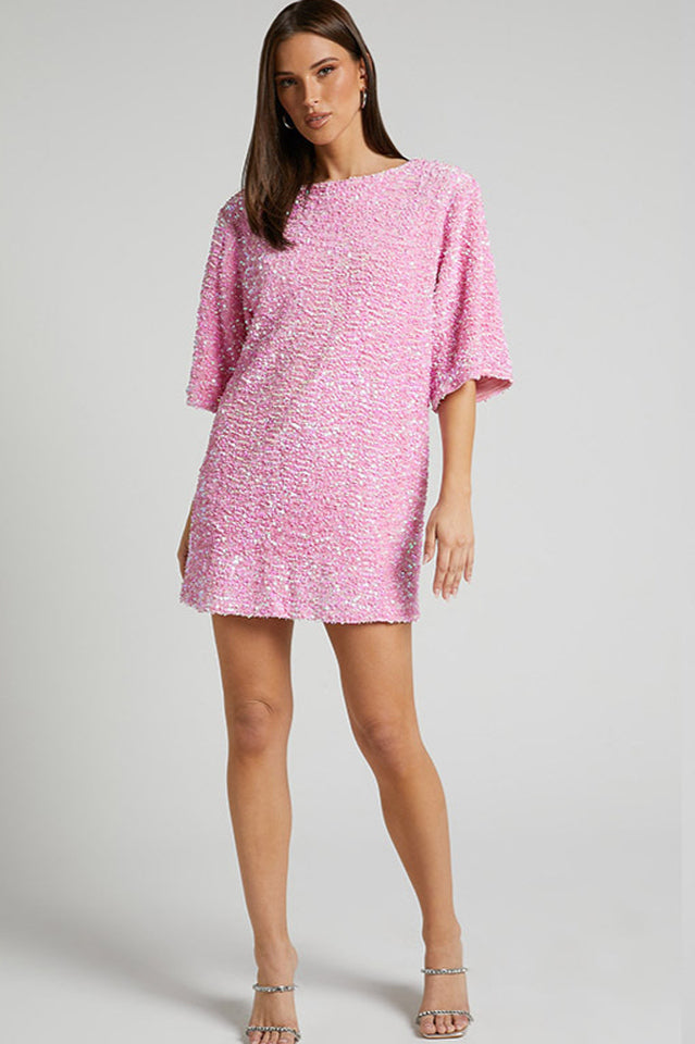 Velour Sequins Mini Dress