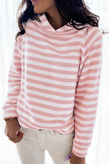 Casual Striped Patchwork Hooded Collar Tops(3 Colors)