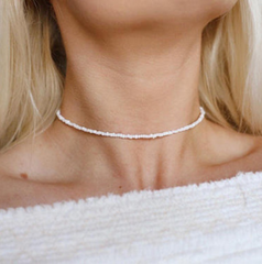 Pearl White Beads Choker Necklace Women