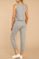 Fashion Solid Split Joint V Neck Harlan Jumpsuits