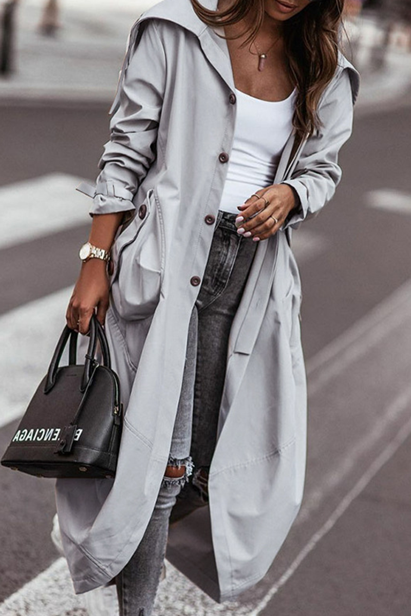 Casual Solid Patchwork Turndown Collar Outerwear