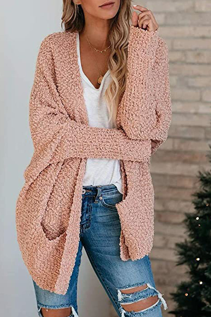 Casual Daily Solid Cardigan Cardigan Collar Sweaters(6 Colors)