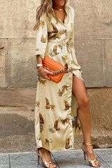 Sweet Elegant Print Animal Printing V Neck A Line Dresses