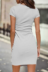 Casual Solid Solid Color O Neck One Step Skirt Dresses