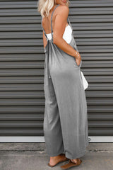 Casual Solid Solid Color U Neck Loose Jumpsuits