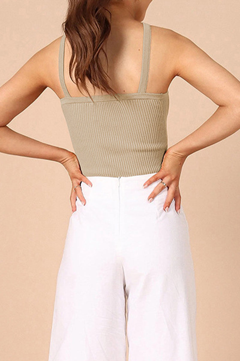 Sexy Simplicity Solid Solid Color Halter Tops