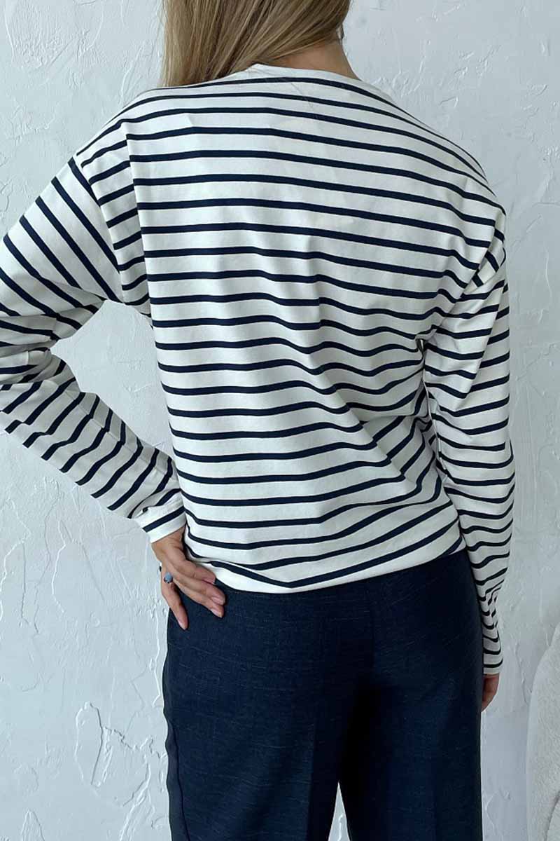 Casual Striped Patchwork O Neck Tops(5 Colors)