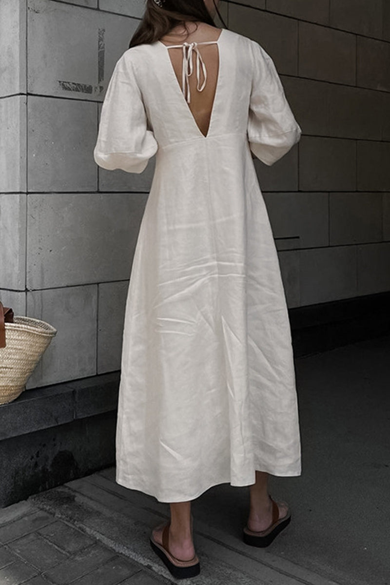 Casual Solid V Neck A Line Dresses