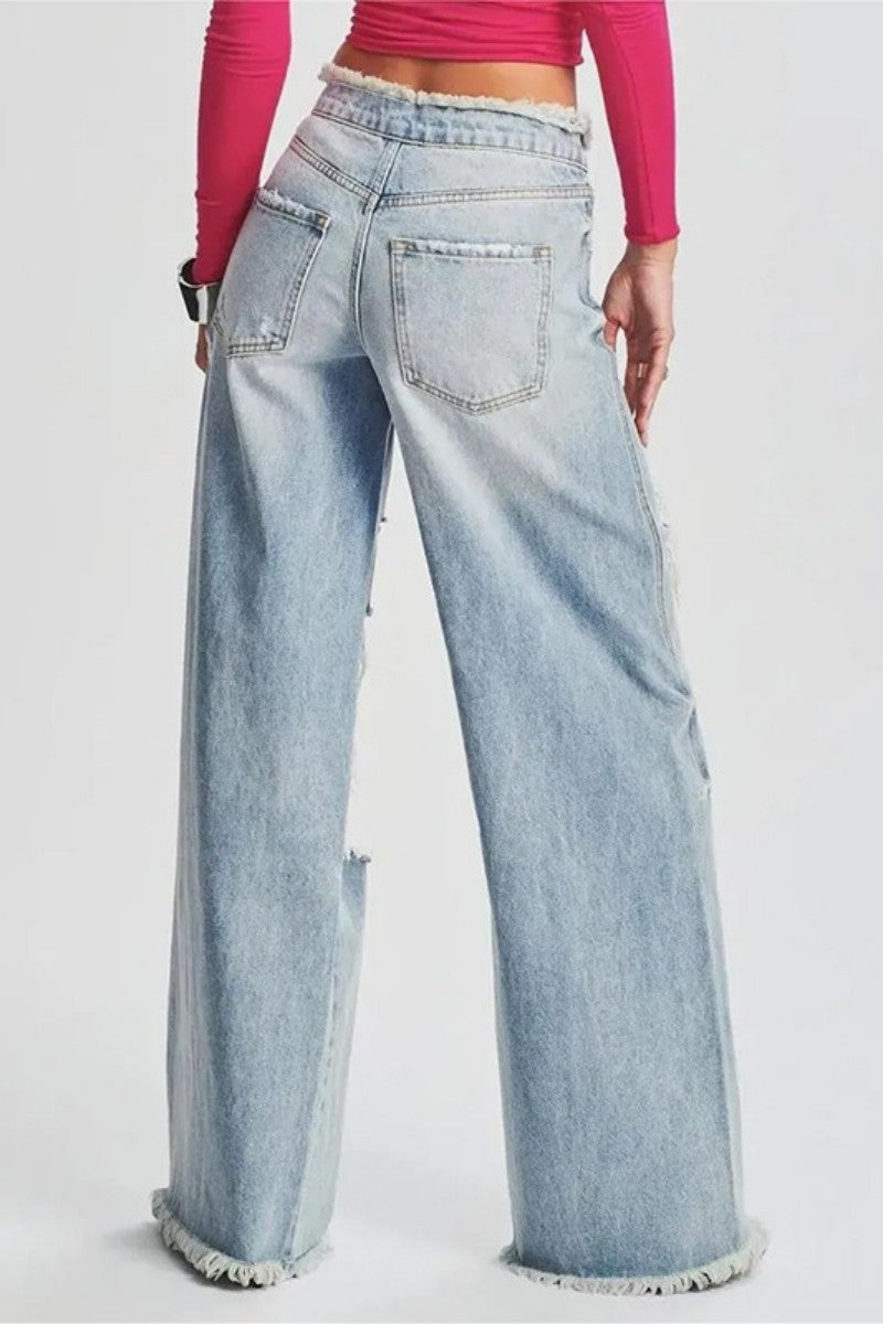 Casual Ripped Patchwork Denim Jeans (Subject To The Actual Object,5Colors)