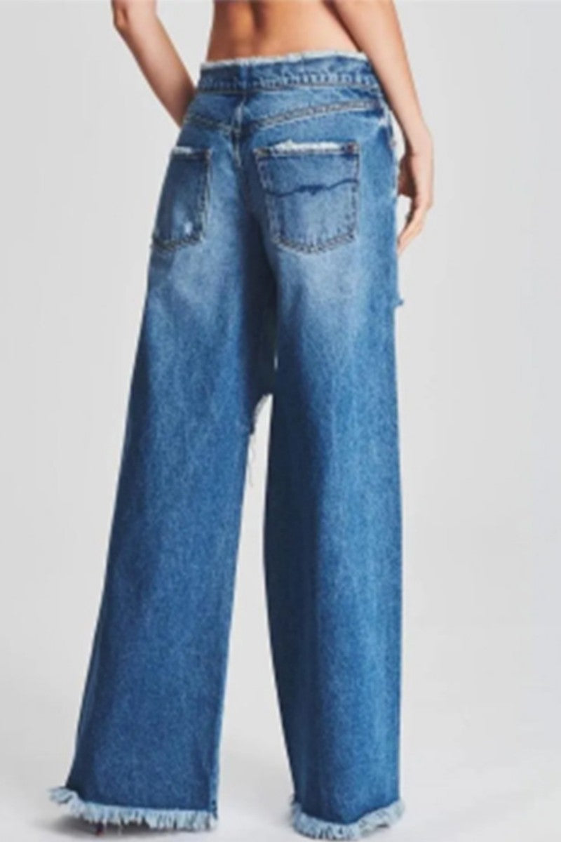 Casual Ripped Patchwork Denim Jeans (Subject To The Actual Object,5Colors)