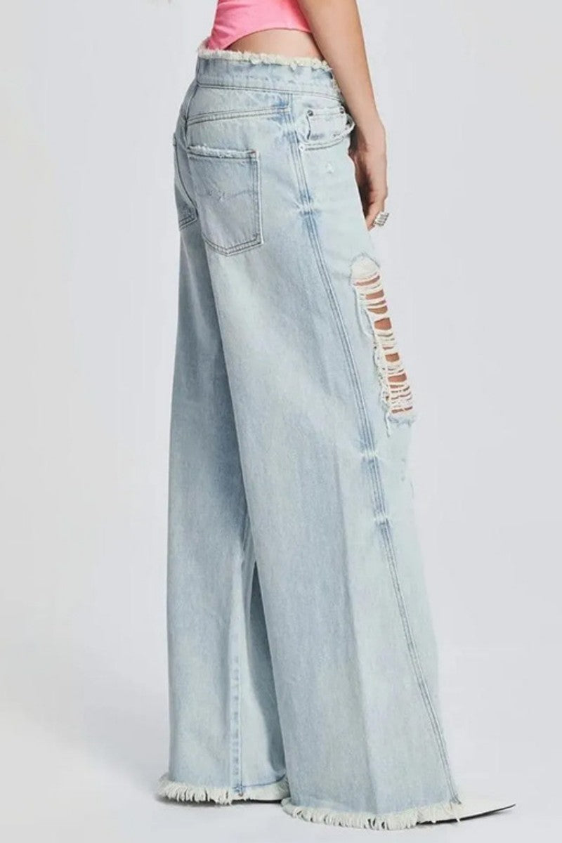 Casual Ripped Patchwork Denim Jeans (Subject To The Actual Object,5Colors)