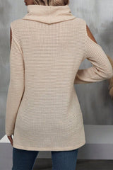 Elegant Solid Lace Turtleneck Tops