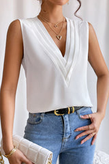 Elegant Simplicity Solid Fold V Neck Tops