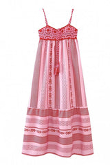 Sexy Vacation Geometric Print Hook Flower Patchwork V Neck Sling Dresses