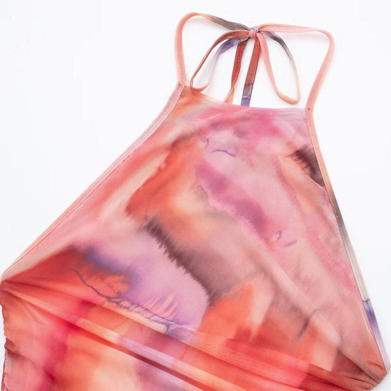 Ombre Halter Neck Ruched Midi Dress