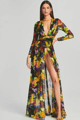 Carolina Floral Print Slits Dress