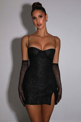 Georgia Shiny Dress With Gloves