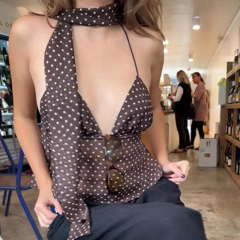 Dot My Darling Backless Halter Top