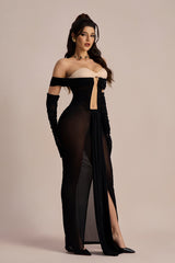Amanda Off Shoulder Keyhole Maxi Dress