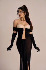 Amanda Off Shoulder Keyhole Maxi Dress