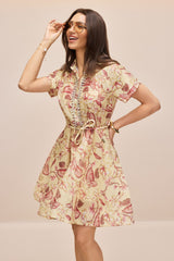 Anna Floral Print Crystal Embellished Mini Dress