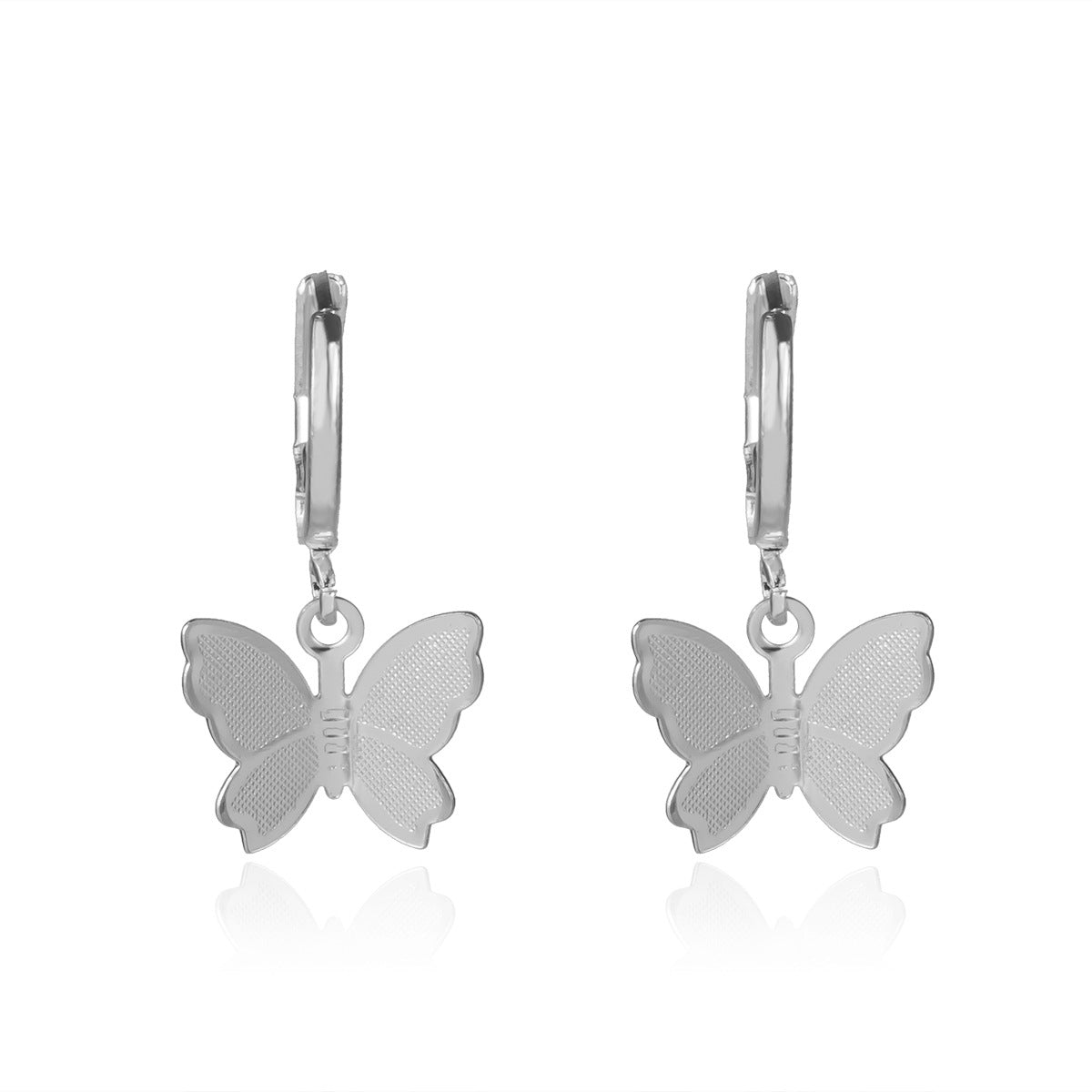Silver Fluttering Butterfly Earrings and Necklace Set