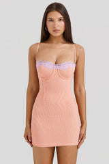 Harper Sorbet Lace Trimmed Mini Dress