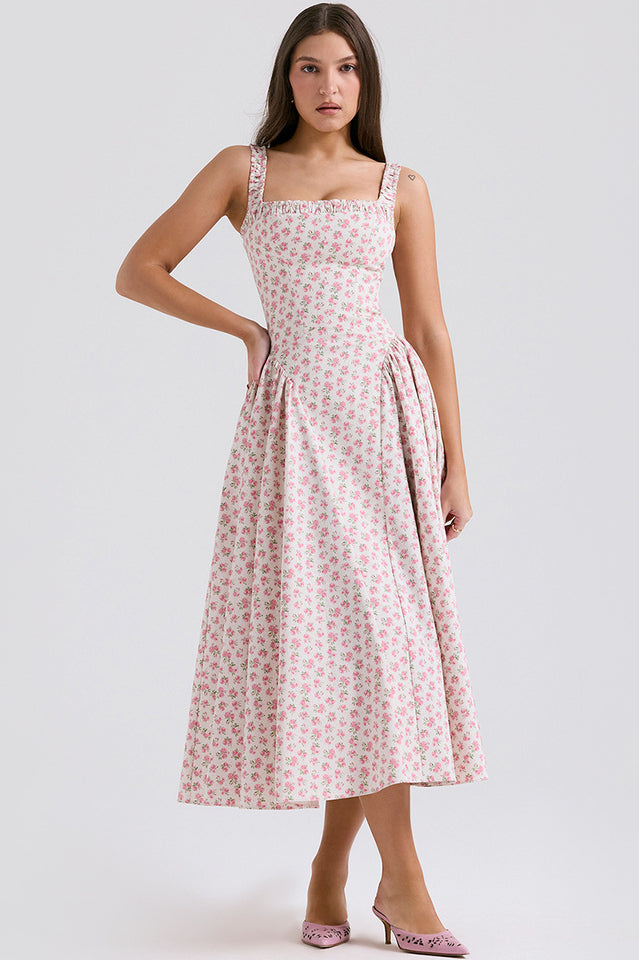 Dorothy White Rosebud Print Sundress