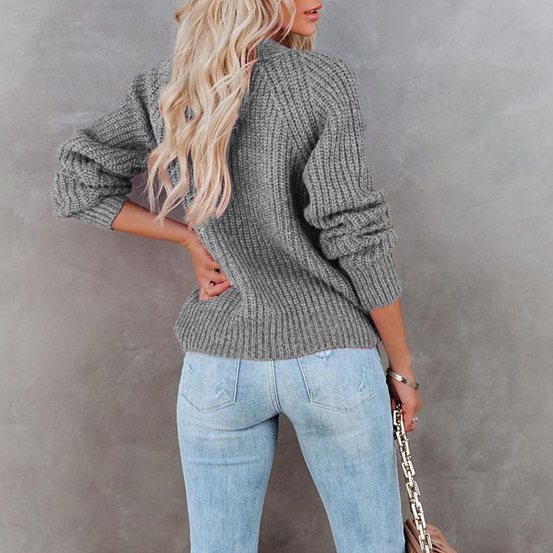 Casual Baggy Ribbed Knit V Neck Button Up Cardigan Sweater With Pocket